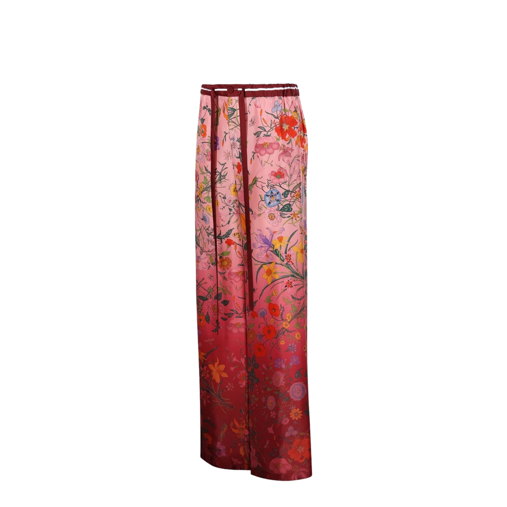 Printed Silk Pants in Pink and Rosso Ancora Red