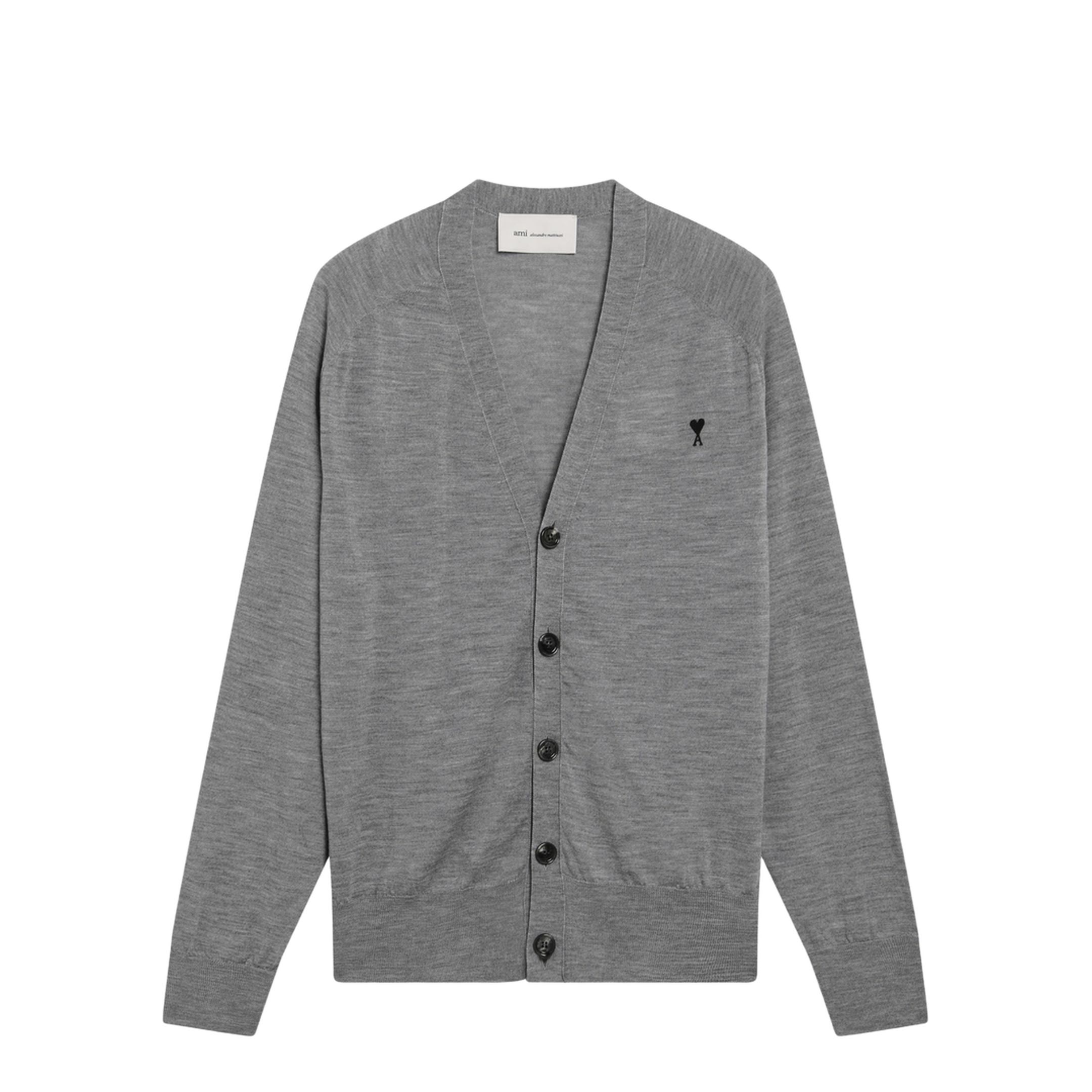 MAYFEYR - Ami Paris - Grey De Coeur Cardigan In Wool - HKC384KN00390504