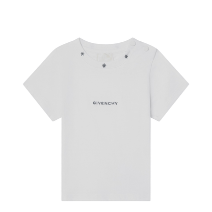 White Cotton T-Shirt with Embroidered Logo