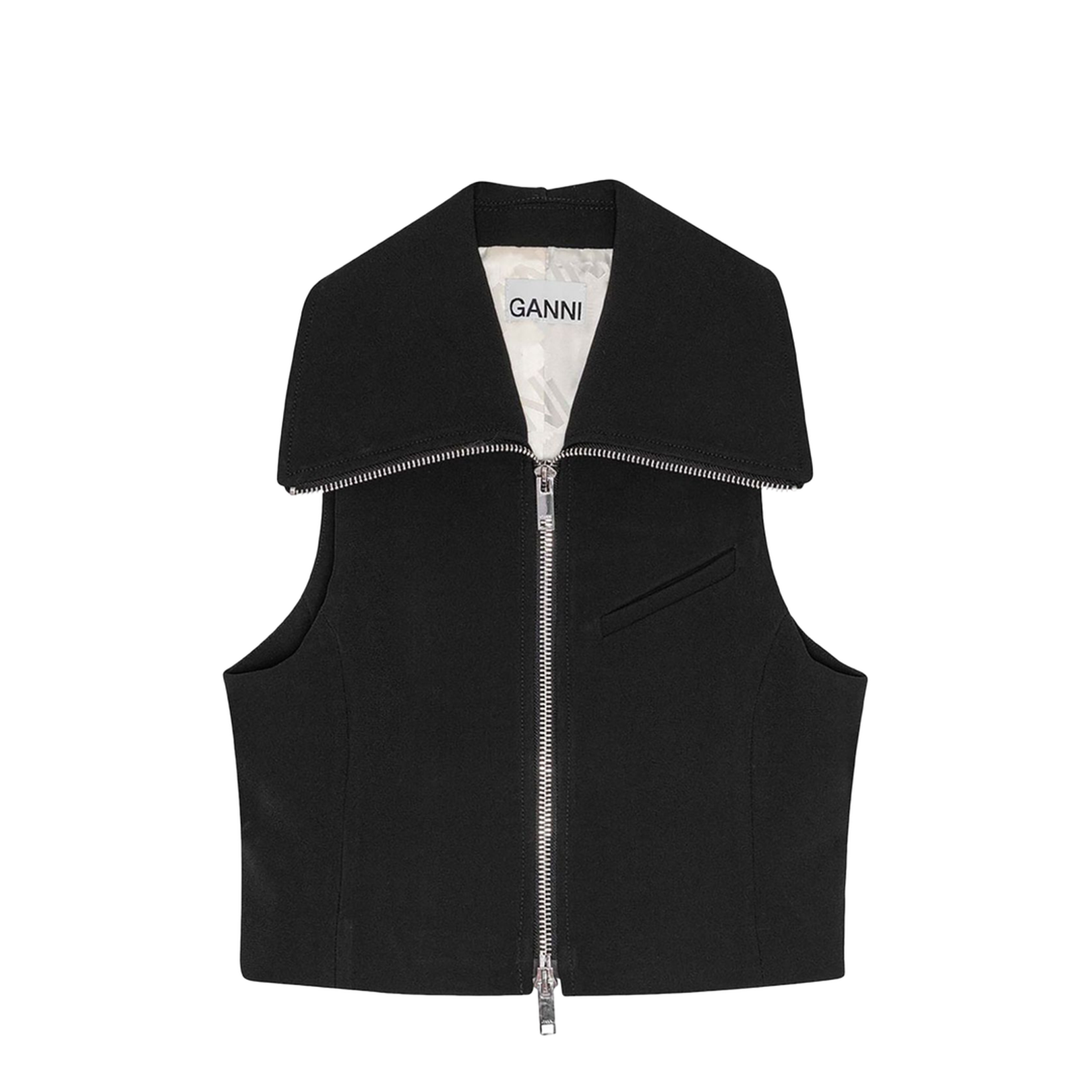 Black Recycled Polyester Crepe Texture Sweater