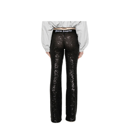 MAYFEYR - Palm Angels - Logo-Tape Sequins Flare Trousers - PWCA101F24FAB0031010