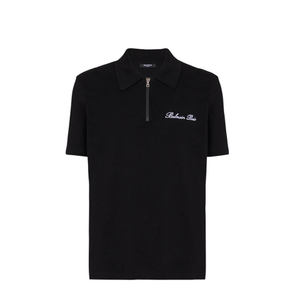 Short-Sleeved Polo Shirt Embroidery Black