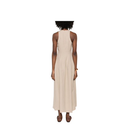 Sleeveless Panelled Midi Dress Beige