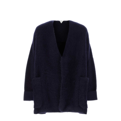 MAYFEYR - Bottega Veneta - Navy Blue Wool Blend Cardigan - 758807V3E204140