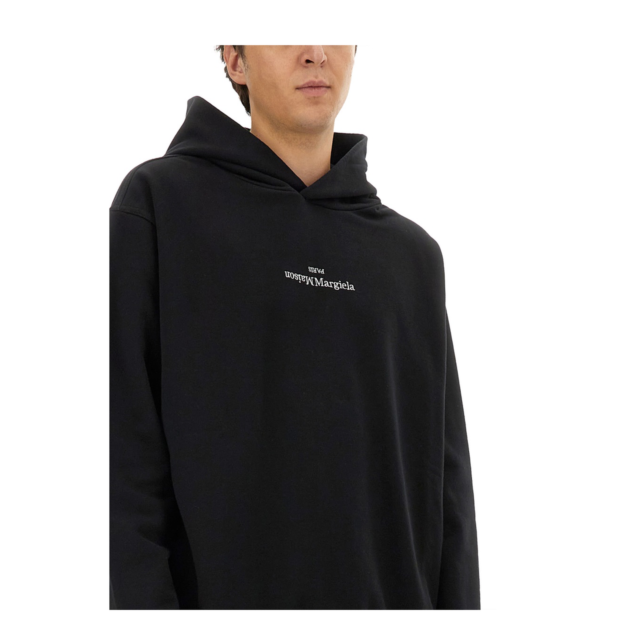 Black Cotton Hooded Sweatshirt