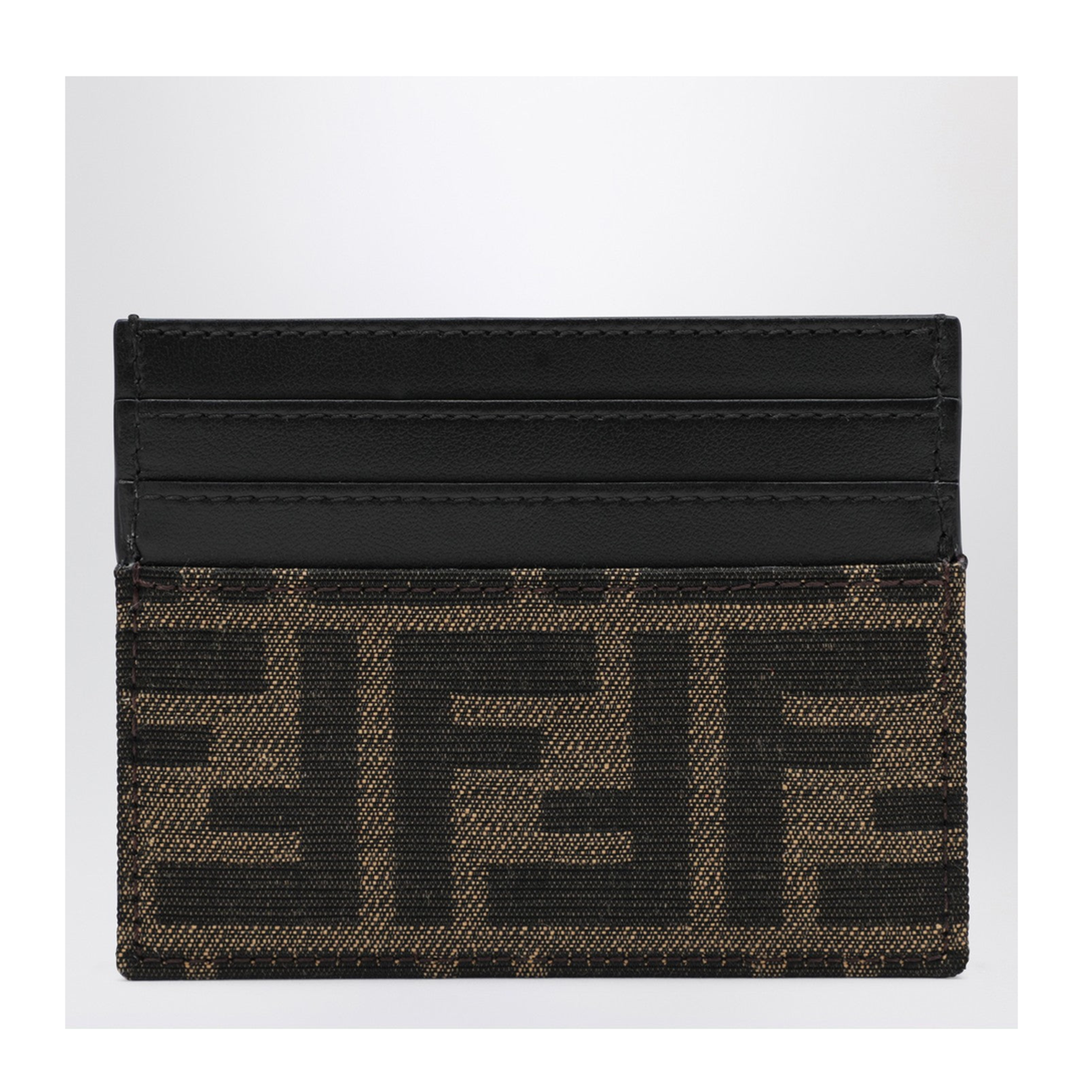FF Jacquard Card Holder Leather Brown