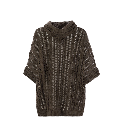 Cable & Mesh Jute And Cotton Cardigan