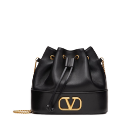 VLogo Signature Mini Nappa Leather Bucket Bag - Black