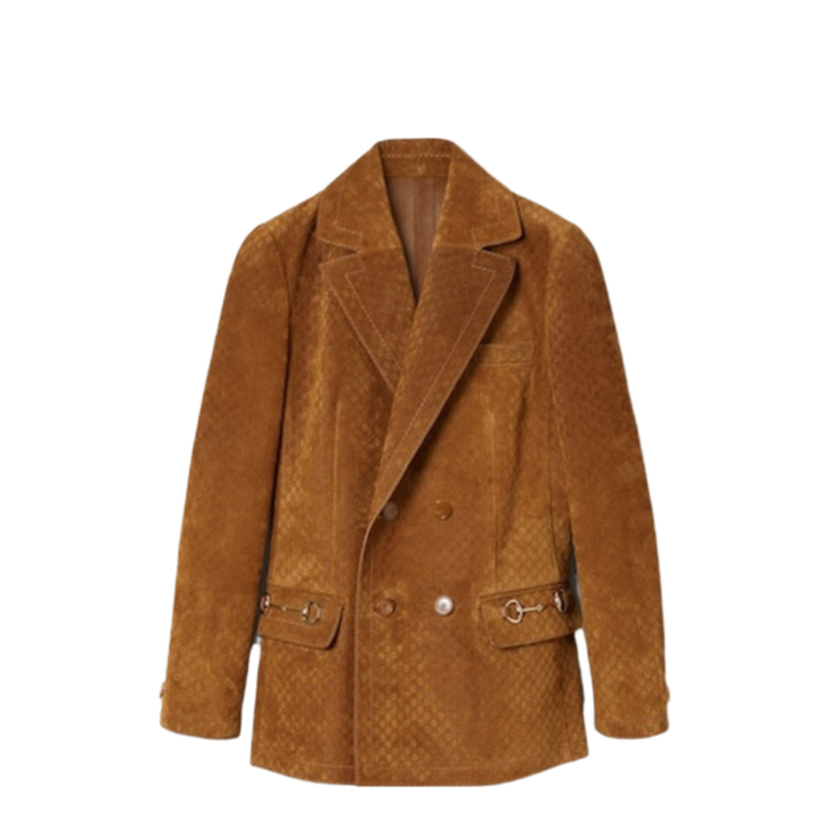 Suede Double-Breasted Jacket in Brown