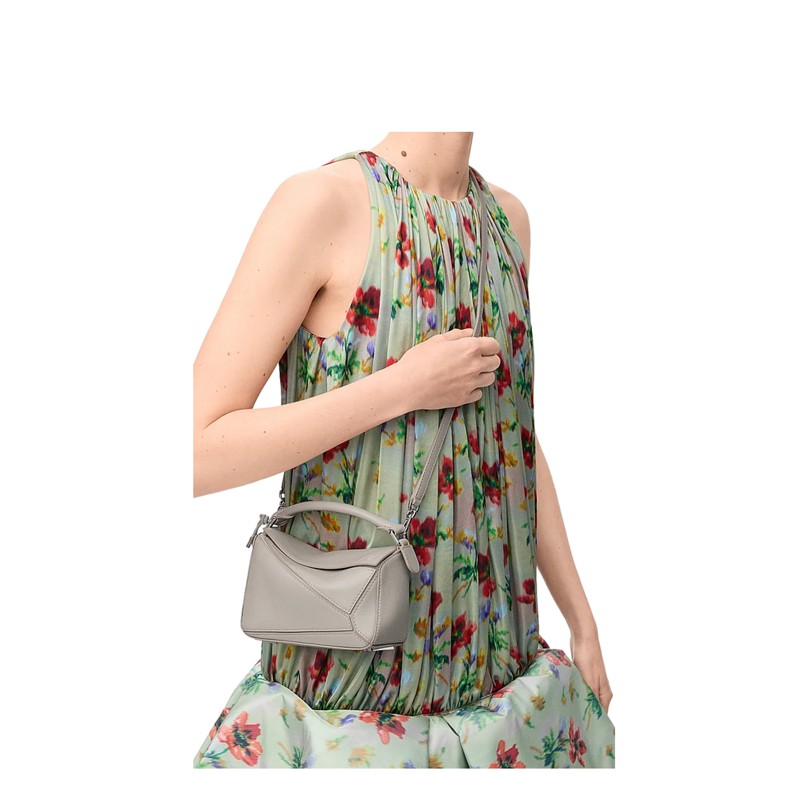 Mini Featherlight Puzzle Bag in Nappa Lambskin Grey
