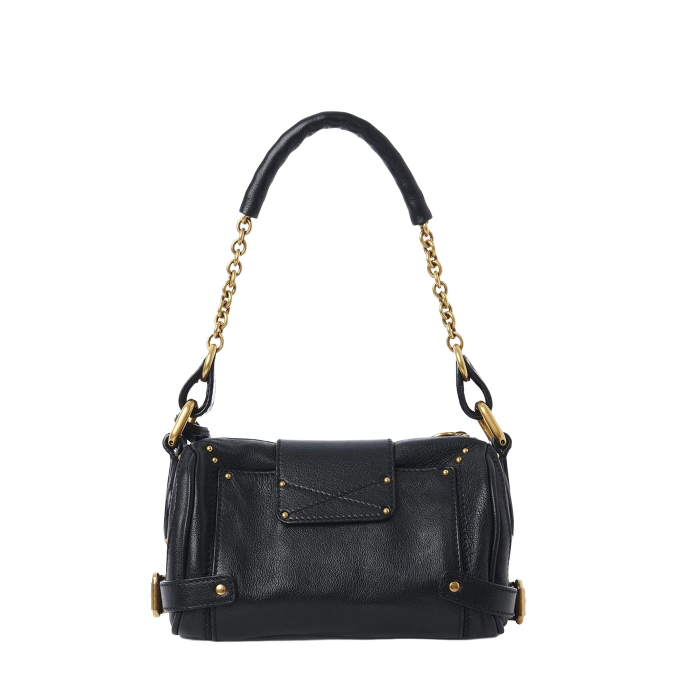 Small Paddington Chain Bag in Grained Leather Black