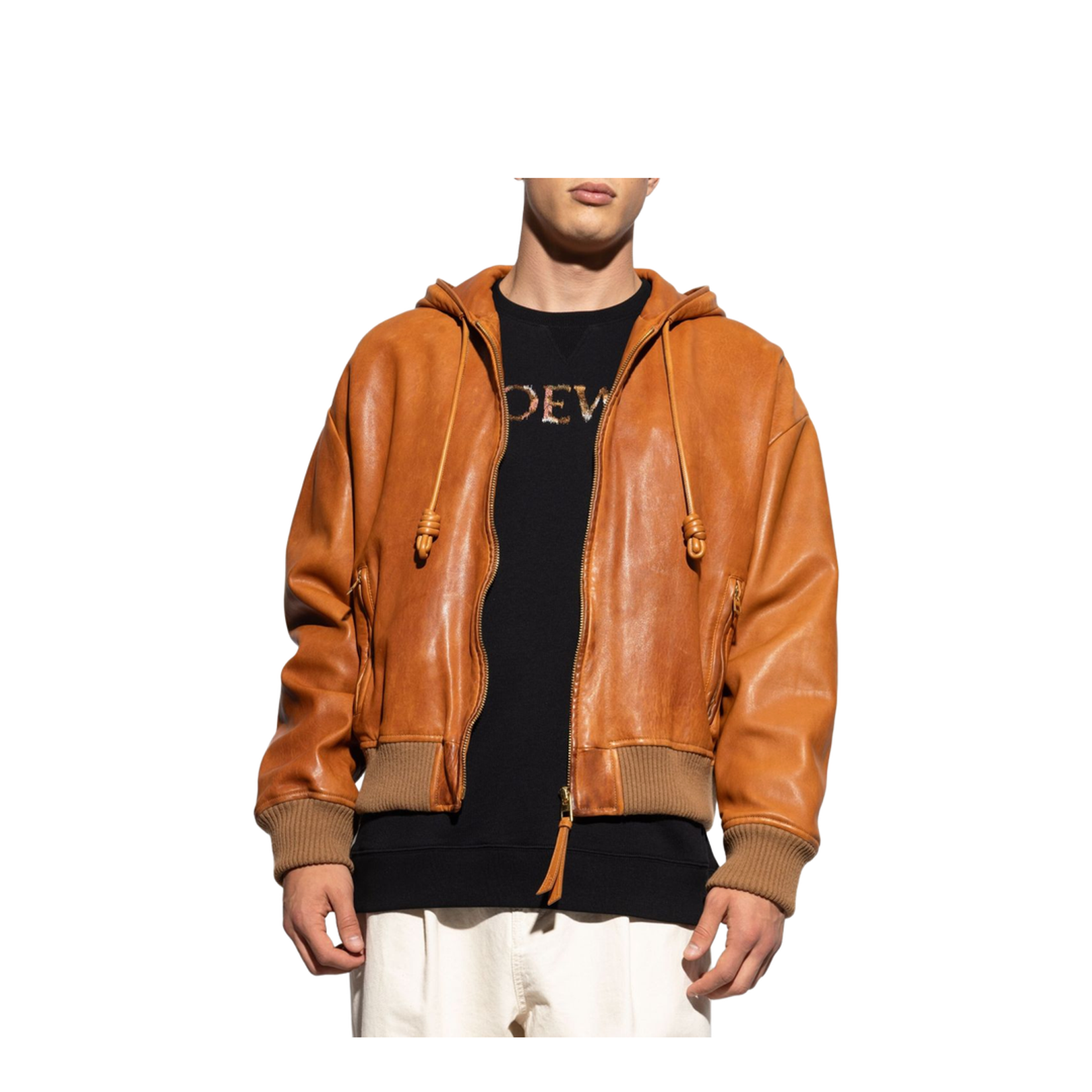 Hooded Jacket in Nappa Lambskin Brown
