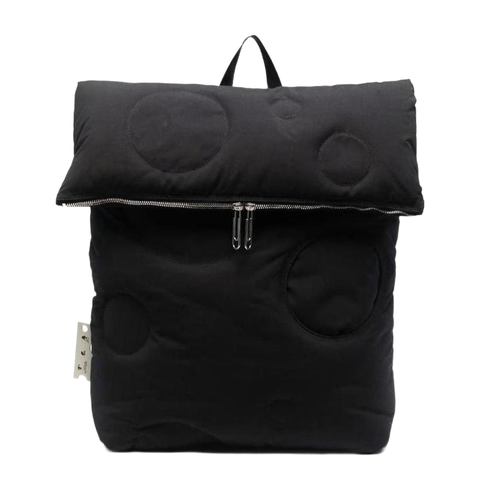 Polyester Side Logo Suture Detail Zipper Pocket Black Backpack