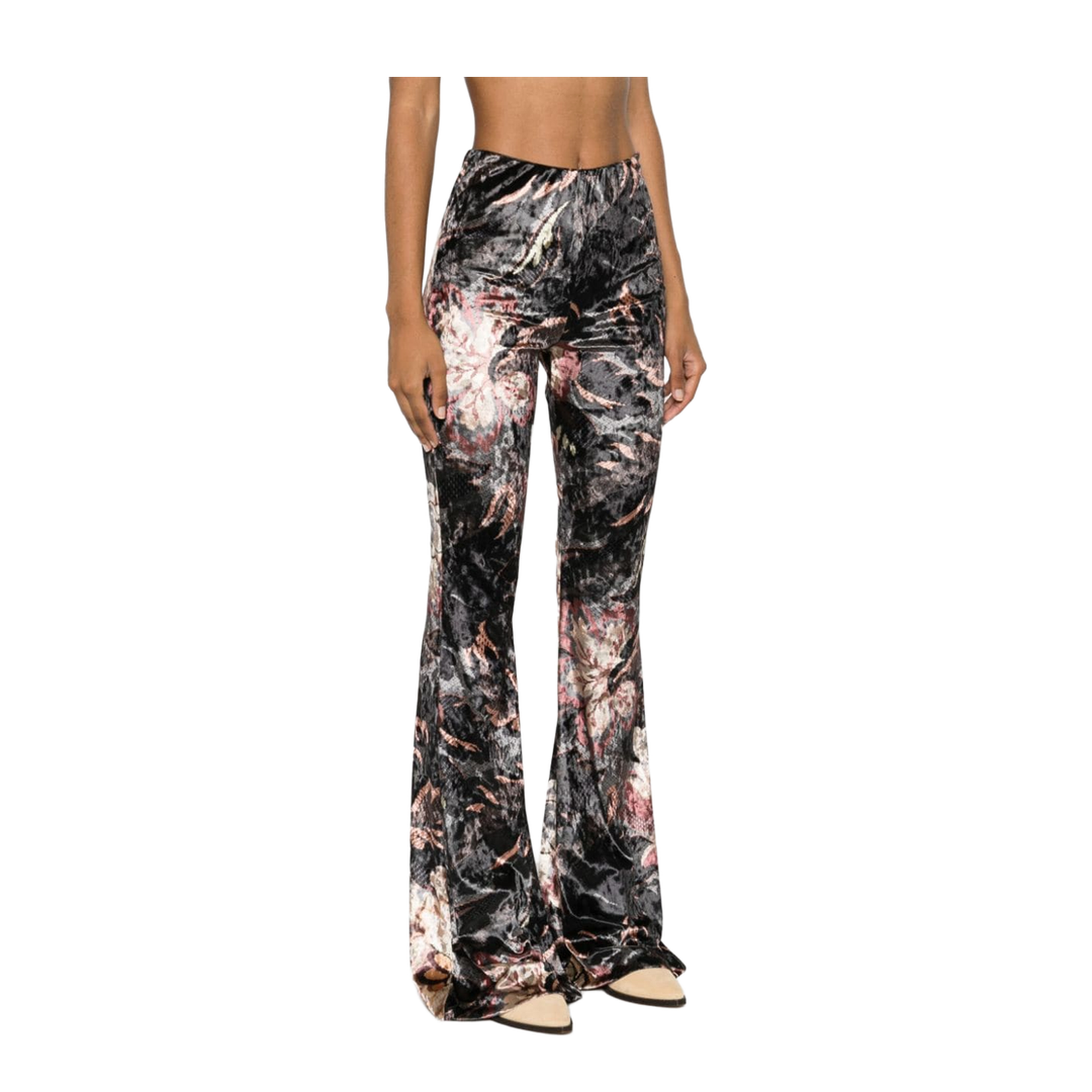 Floral Print Flared Trousers