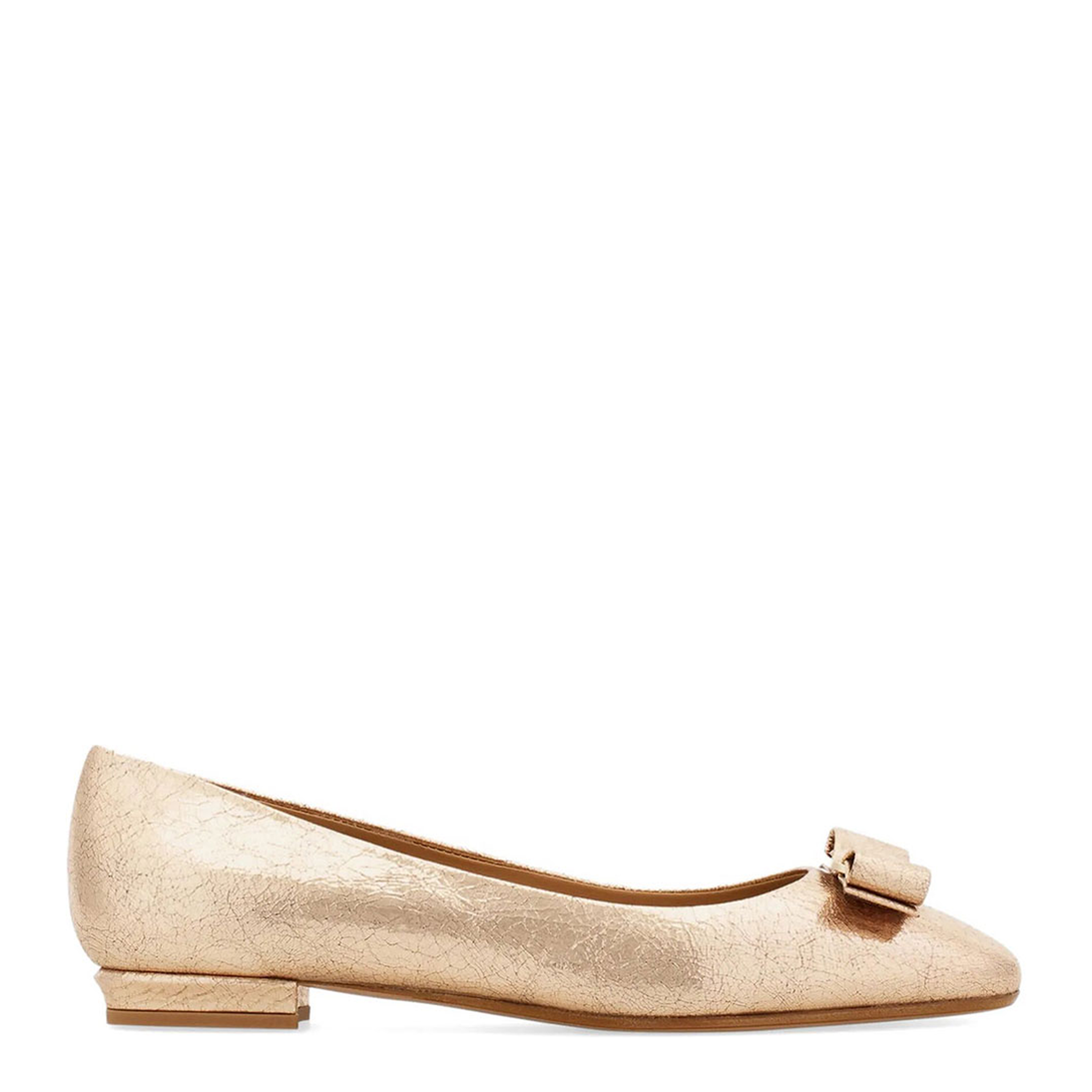 MAYFEYR - Ferragamo - Vara Bow Craquelé Finish Leather Ballerinas - 01L3420795427