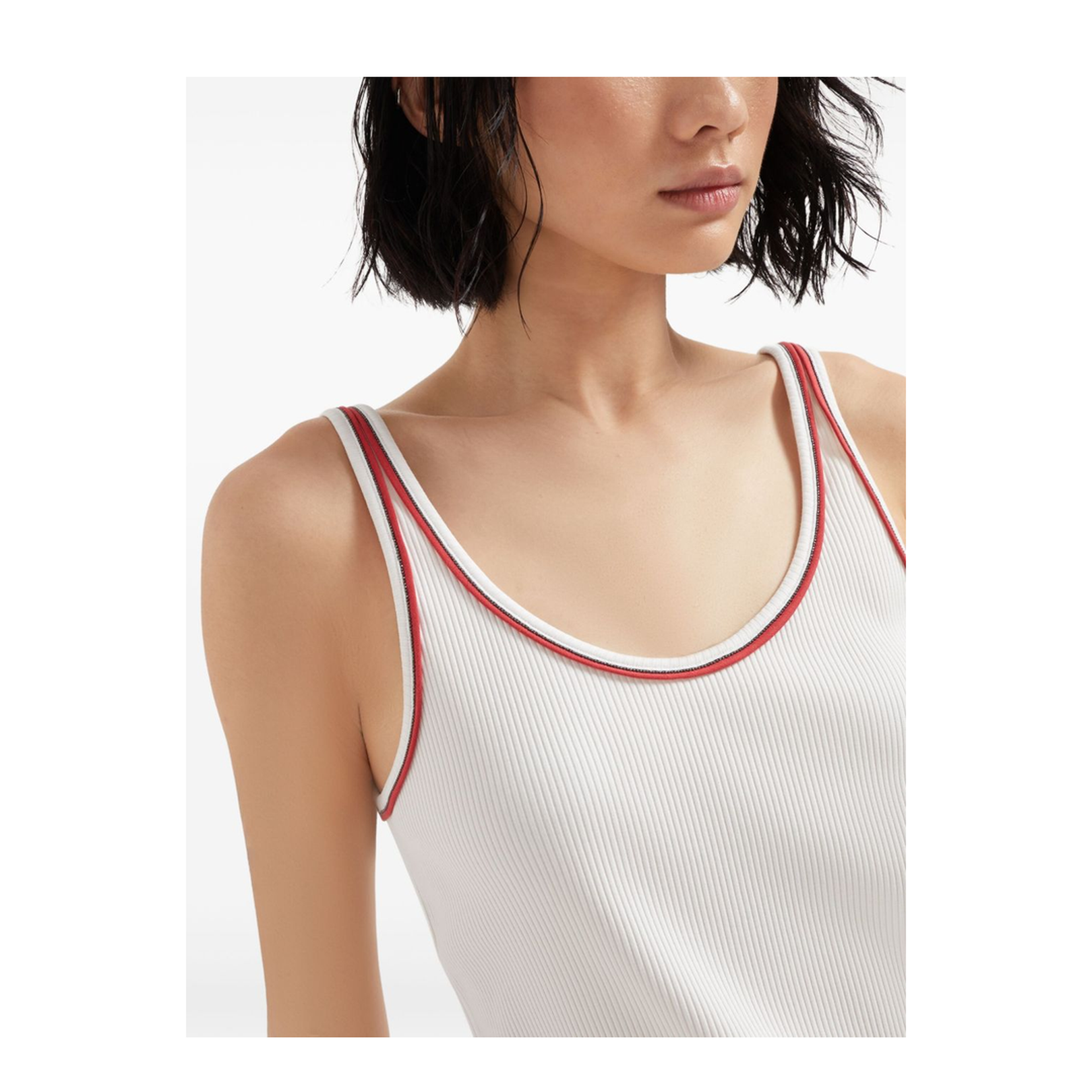 Ribbed Jersey Top in Off-White