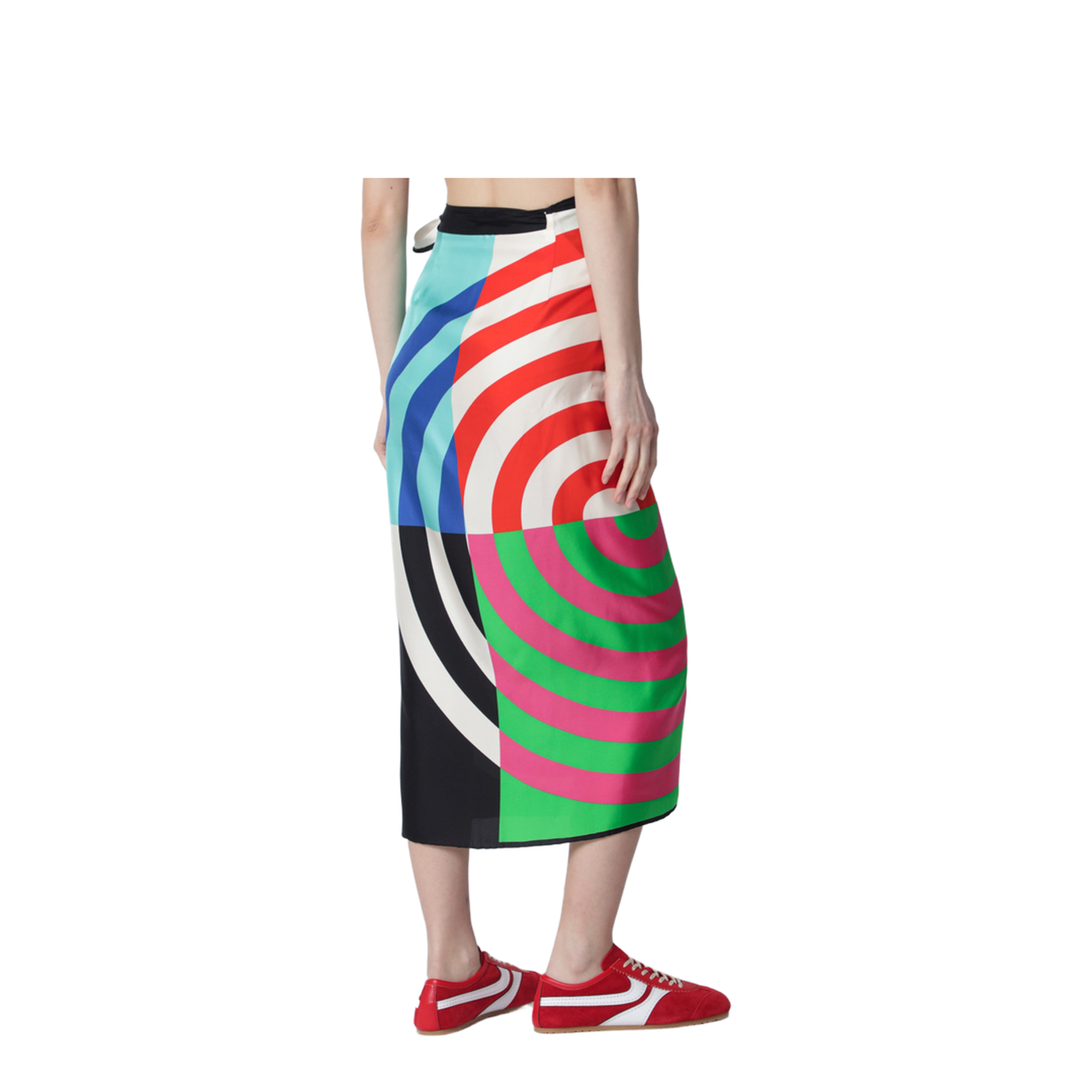 Multicolor Graphic Print Silk Skirt