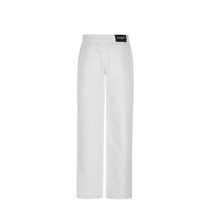 Plain Denim Straight Leg Jeans White
