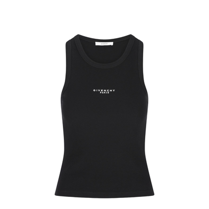 Black Slim-Cut Tank Top with Logo