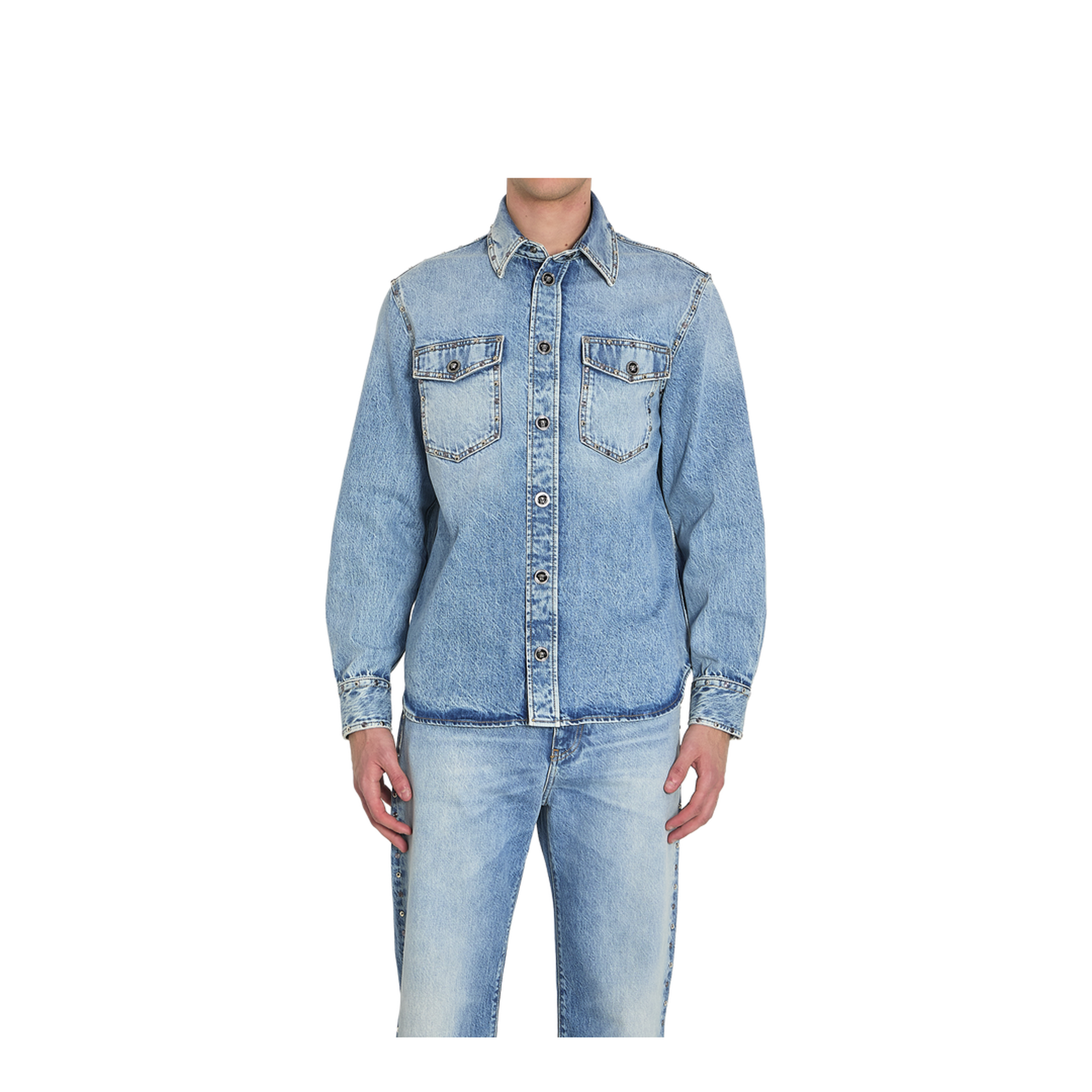 Shirt Denim Stop Denim and Studs Stone Wash Light Blue