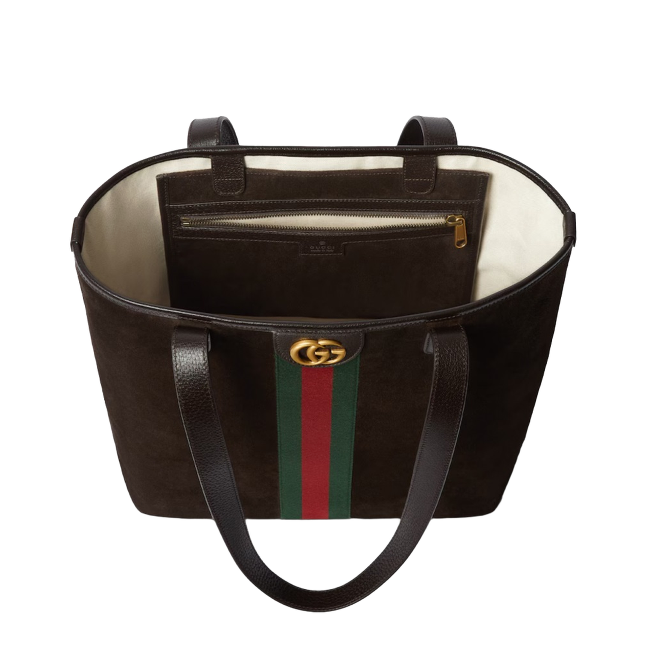 Ophidia Medium Tote Bag in Dark Brown Suede