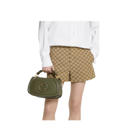 Blondie Medium Top Handle Bag in Forest Green Leather