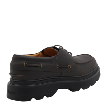 Coffee Brown Front Button Fastening Moc Stitching