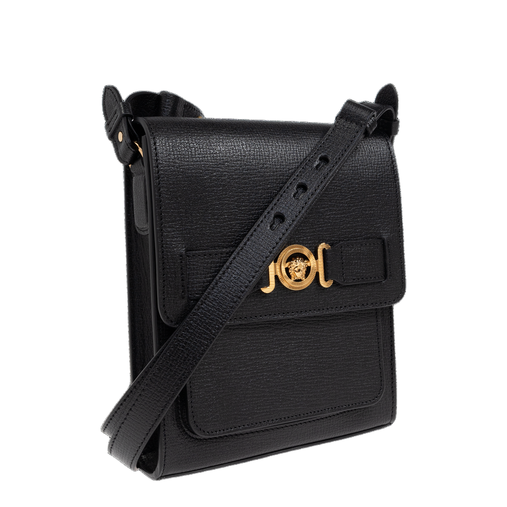 Leather Messenger Bag - Black