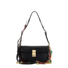 Soft Sound Small Calfskin Shoulder Bag - Black