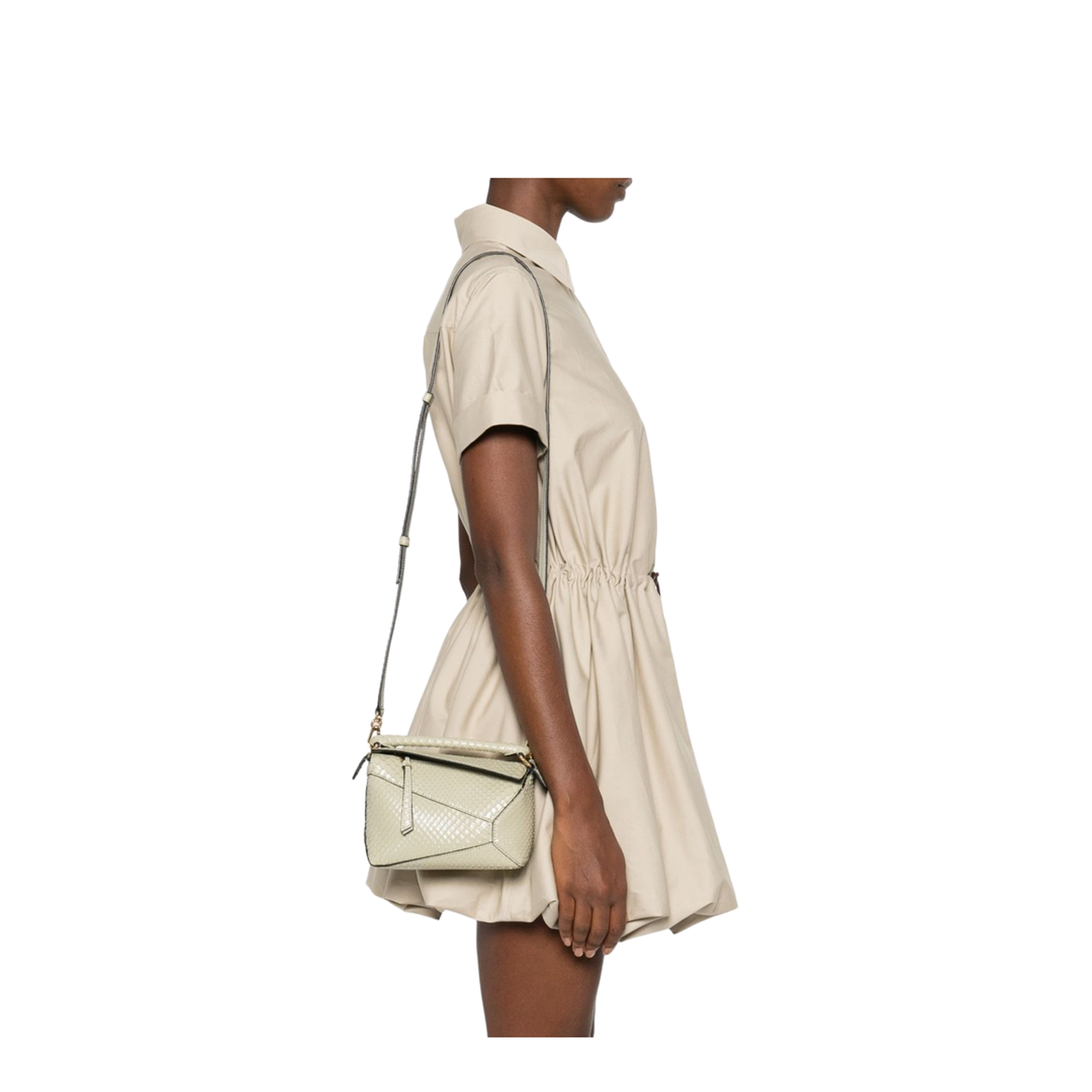 Puzzle Edge Mini Calfskin Top-Handle Bag - Black