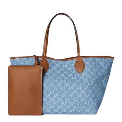 Totissima Large Tote Bag in Blue and White GG Denim