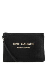 Raffia Clutch, Silver Hardware