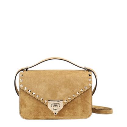 Rockstud Small Suede Shoulder Bag - Havana Beige