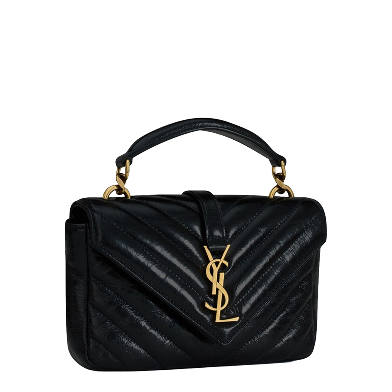 Black Leather Mini College Handbag