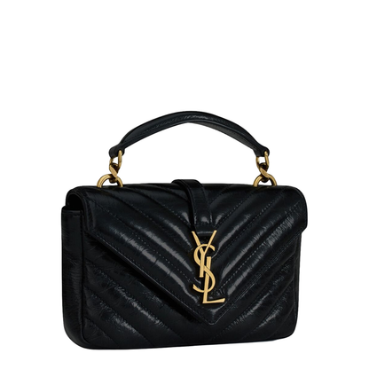 Black Leather Mini College Handbag