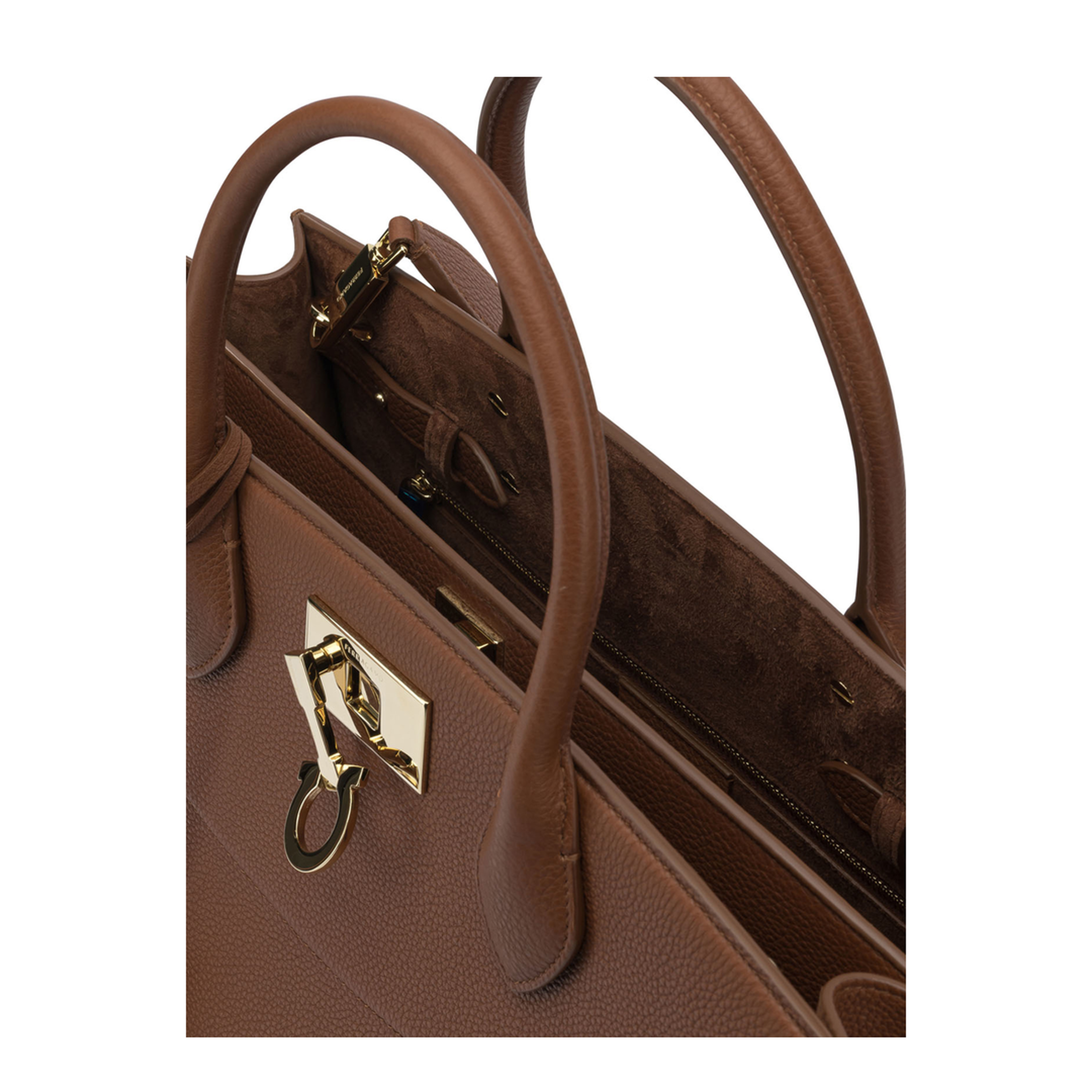 Studio Soft Large Calfskin Top-Handle Bag - New Cognac