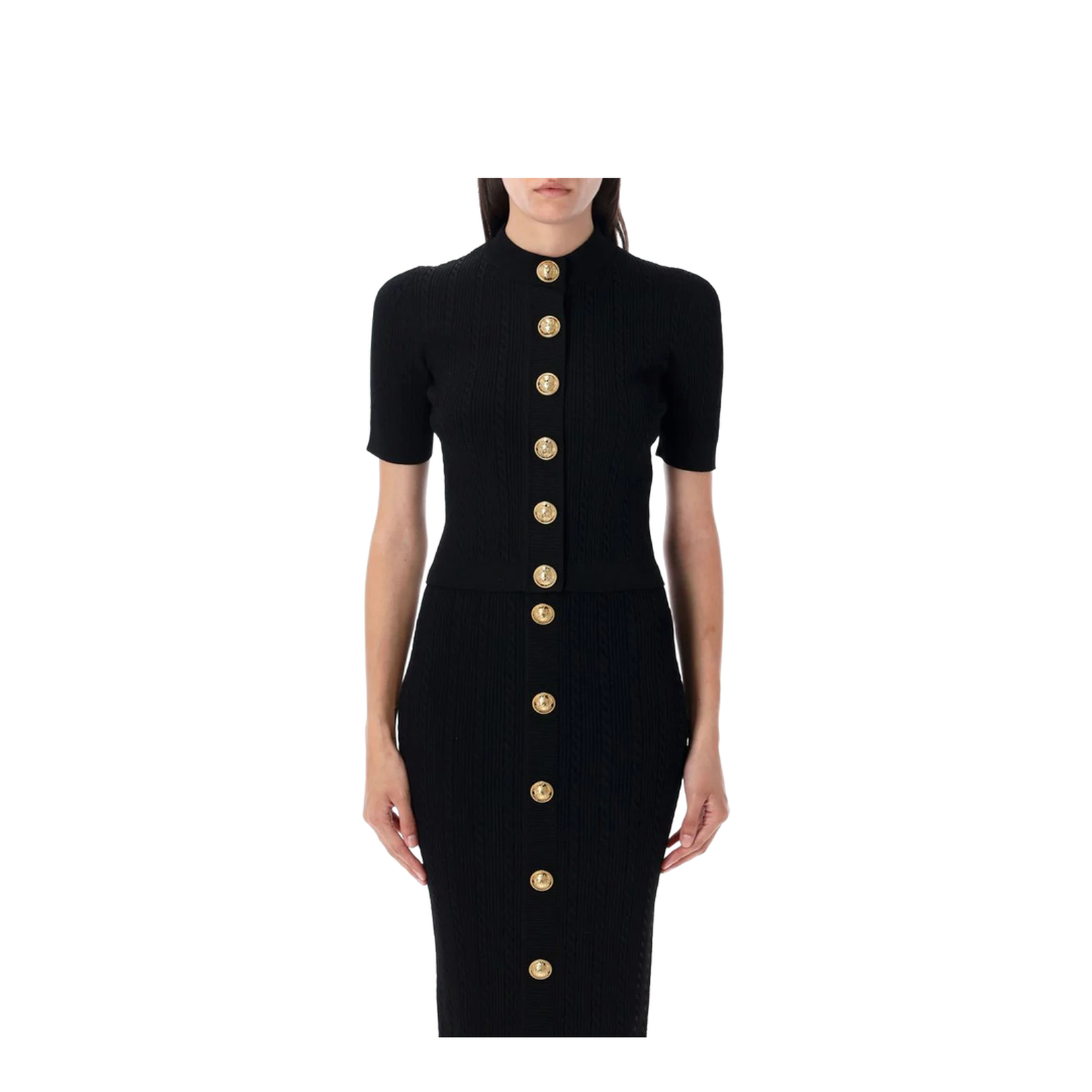 Buttoned Torsade Knit Cardigan