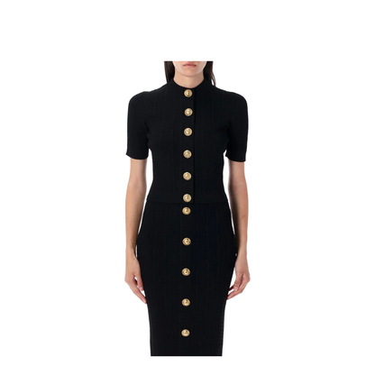 Buttoned Torsade Knit Cardigan