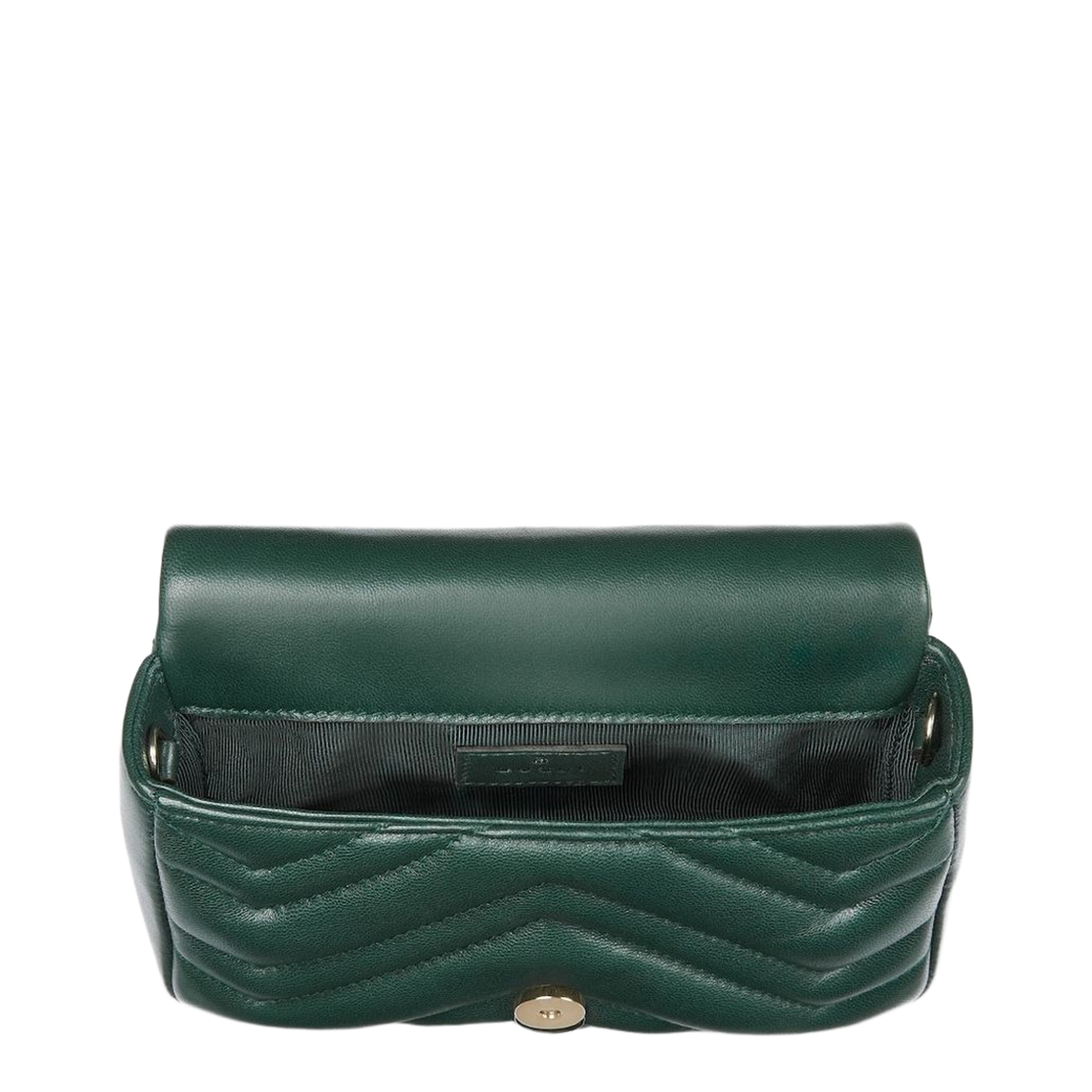 GG Marmont Mini Shoulder Bag Matelassé Nappa Leather - Green