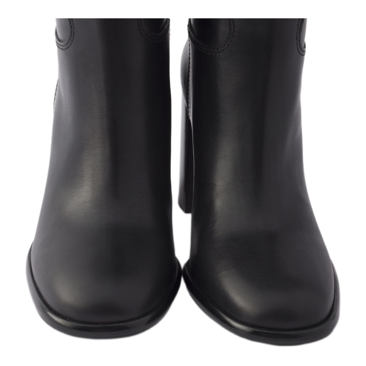 High Leather Boots With Screen Printed Logo