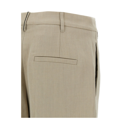 Slouchy Trousers in Viscose and Linen Fluid Twill with Moniline