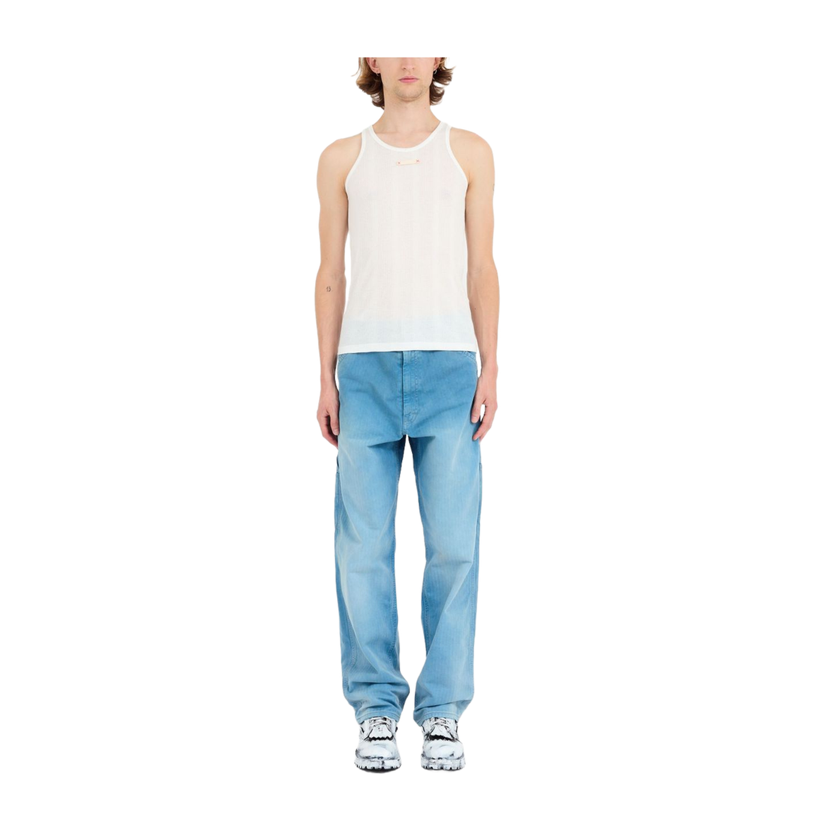 White Cotton-Lyocell Blend Top