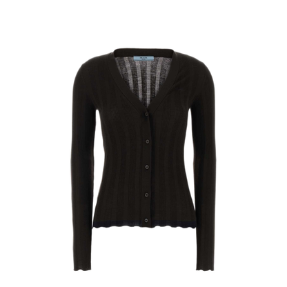 MAYFEYR - Prada - Dark Brown Wool Blend Cardigan - P25O37SOOO6218F0NGU