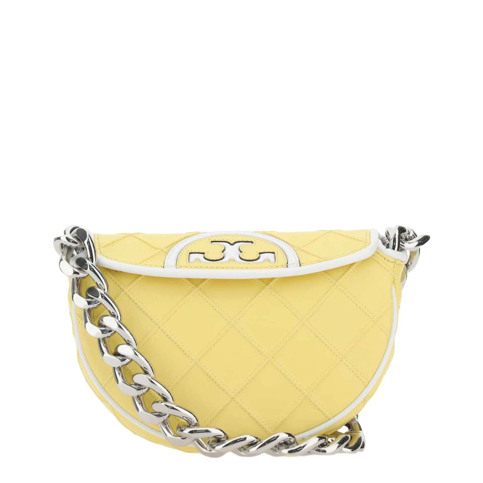 Quilted Leather Bag with Chain and Logo