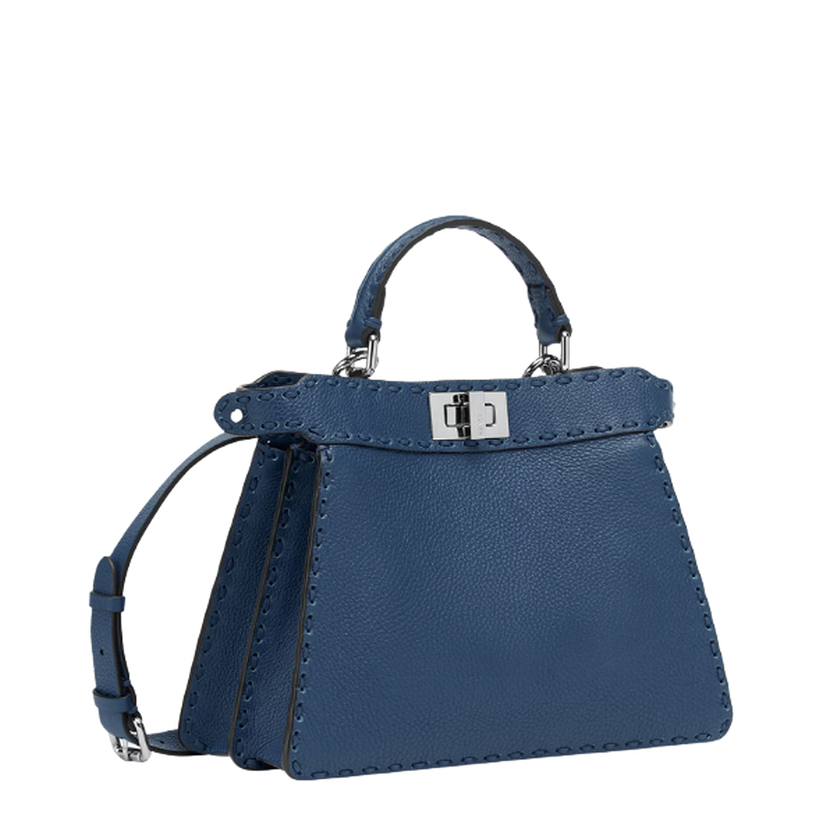 Peekaboo ISeeU Small Leather Top Handle Bags - Navy Blue