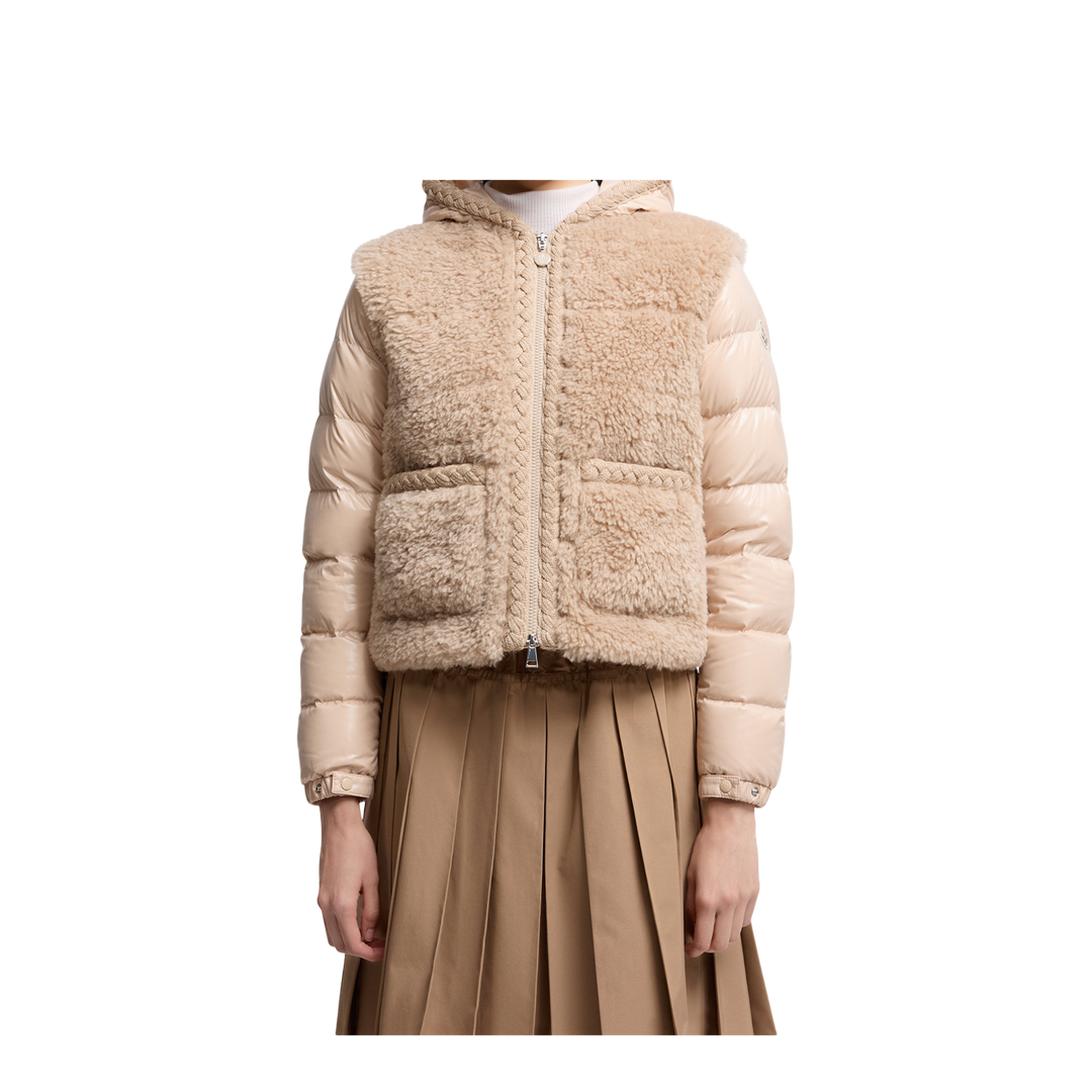 Beige Plantay Hooded Teddy Short Down Jacket