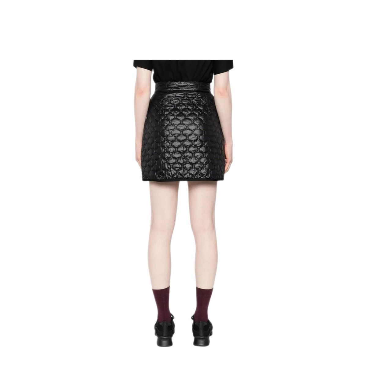 Square-Quilted Padded Mini Skirt