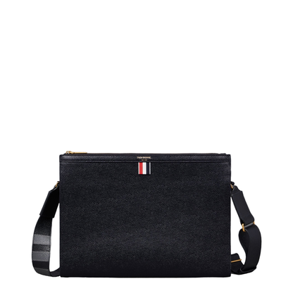 Zipper Closure Bag with Gold Foil Logo and Tri-Color Striped Lining