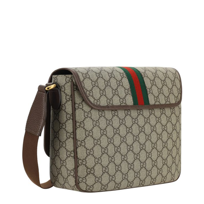 Ophidia Medium Canvas Shoulder Bag - Gray