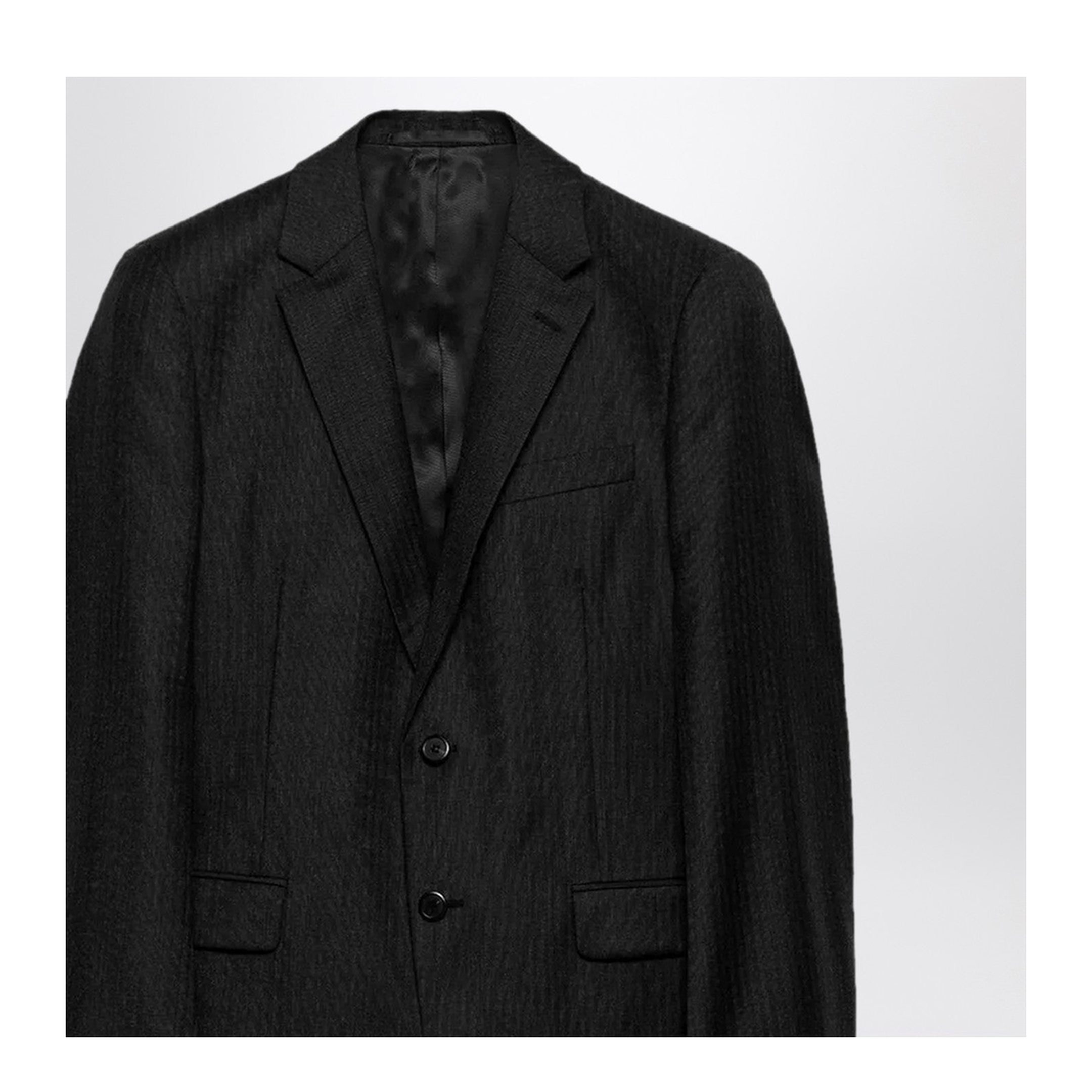 Single-breasted dress in anthracite gray wool and cashmere